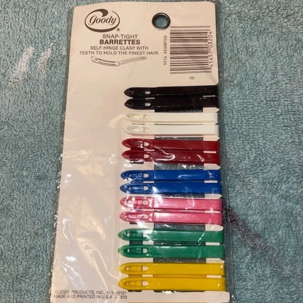 NEW OS Vintage 1975 Goody Snap Tight Barrettes 14 Pack Multi Color Hair Clip USA